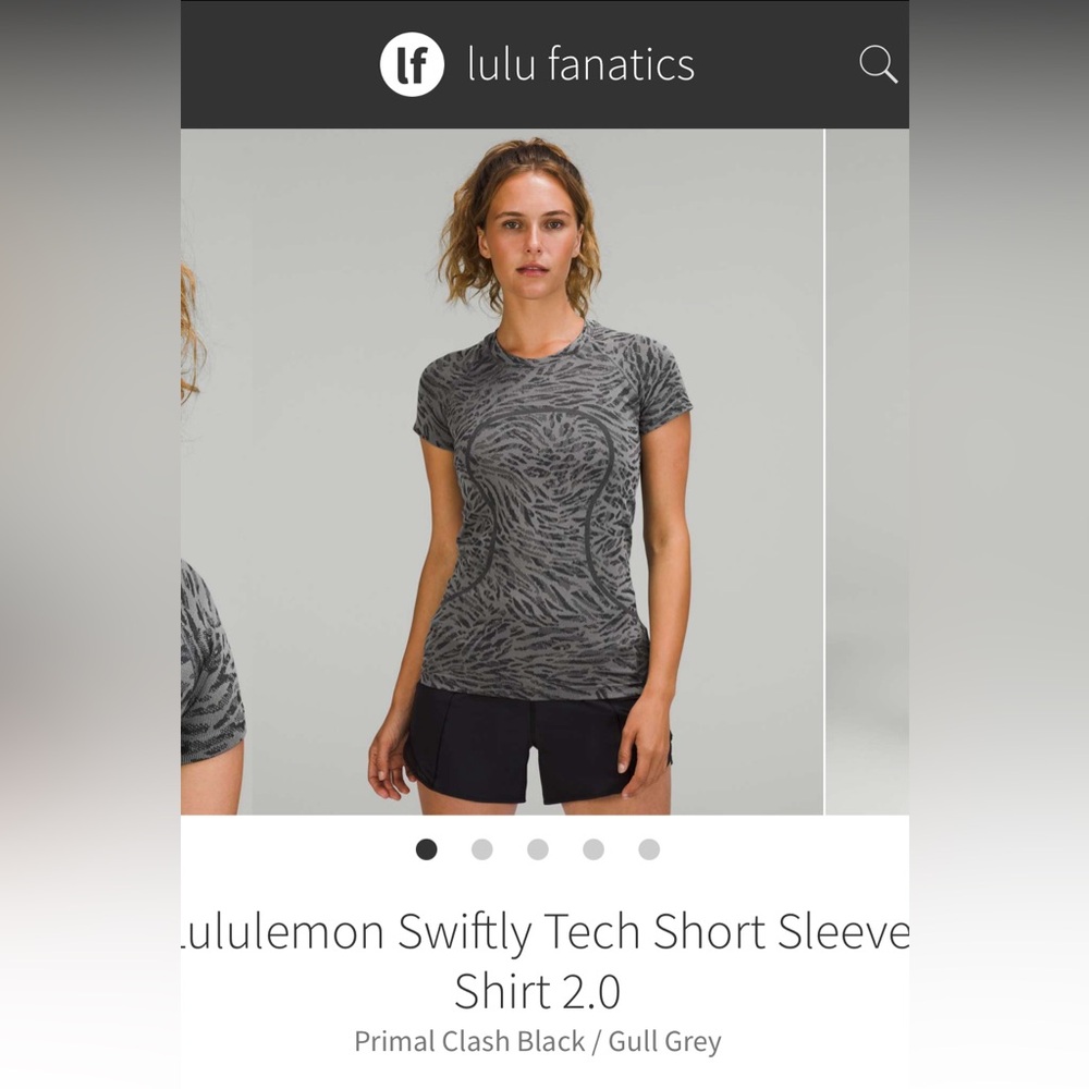 EUC Lululemon Swiftly Short Sleeve Gray Print “Primal Clash Black/Gull Gray” sz4